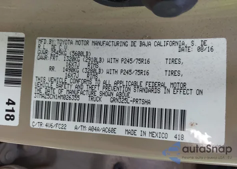 2017 Toyota Tacoma Sr5 V6 z USA, uszkodzony, nr VIN 3TMAZ5CN1HM026355